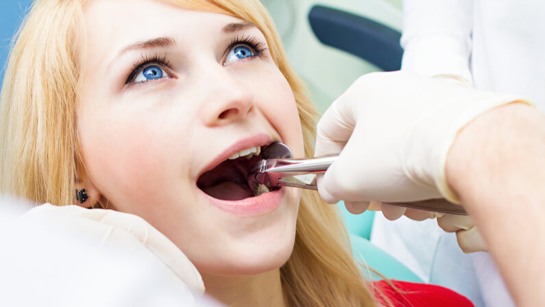 dentist checking patients teeth