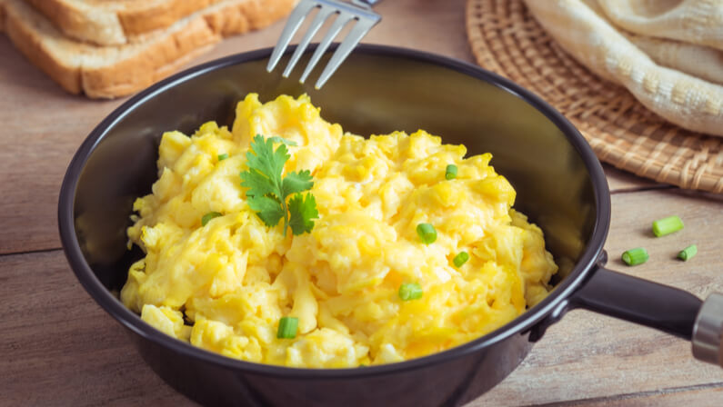 scrambled egg in a pot